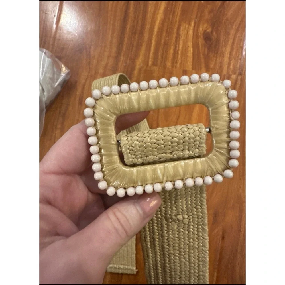 Belt Faux Pearl Embellished Adjustable Womens one‎ size